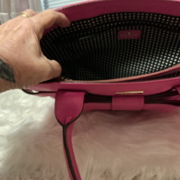 Kate Spade hot pink shoulder bag.  12 inches wide x 9 inches high. - Picture 5 of 7